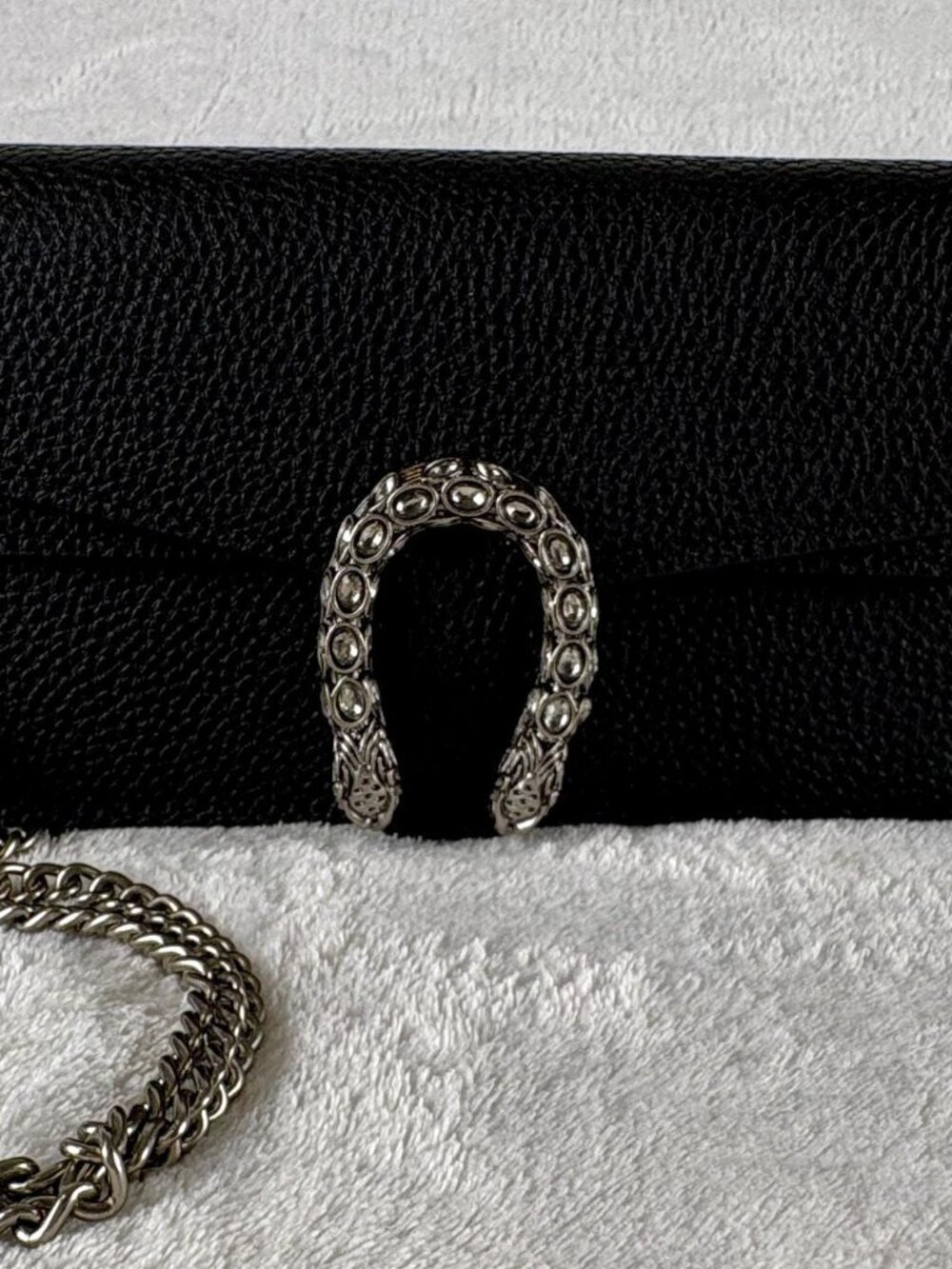 Gucci Dionysus Super Mini Bag in Black Grainy Calfskin